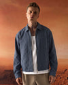 Zippered Plaid Jacket Blue