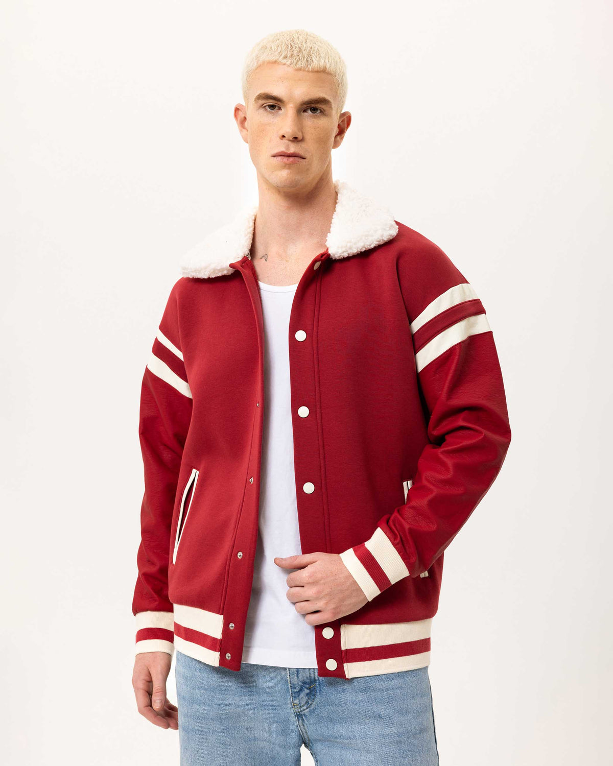 Yaka Kürklü College Ceket Bordo - CS-3713