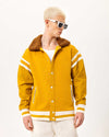 Fur Collar College Jacket Yellow
