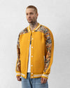 72 Embroidered Varsity Jacket with Trimming Yellow