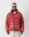 City Print Digital Puffer Jacket Red