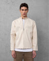 Star-Embossed Leather Jacket Ecru