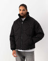 Black Puffer Jacket with Pearl Beads