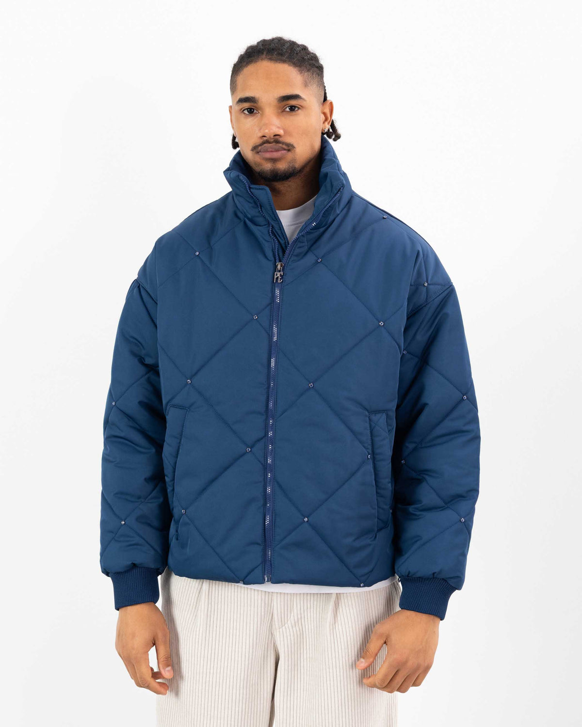 Taş Boncuklu Şişme Mont Lacivert - DR-7323