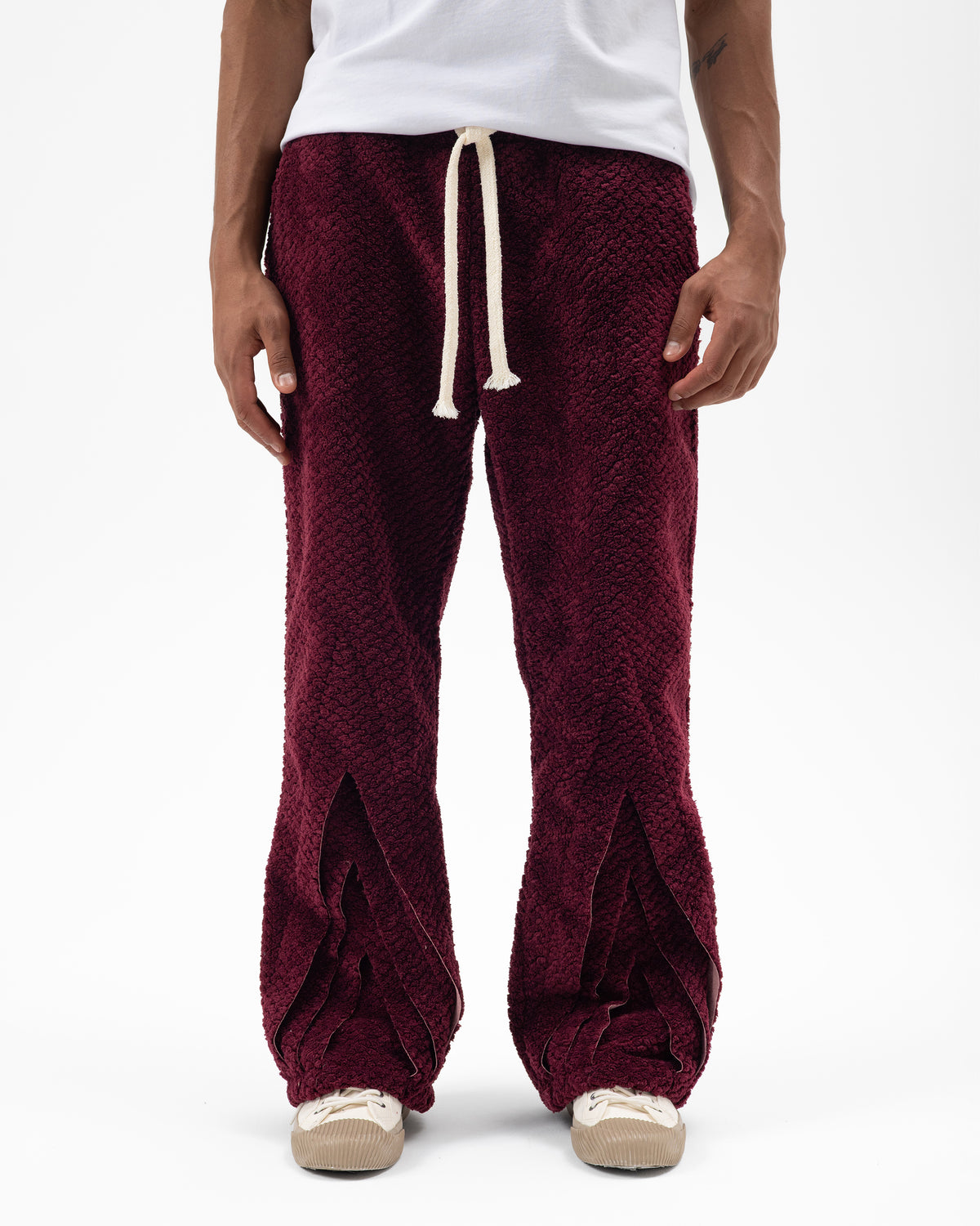 Paça Detaylı Pantolon Bordo - ES-7636