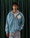 Yonca Embroidered Zippered Sweatshirt Blue