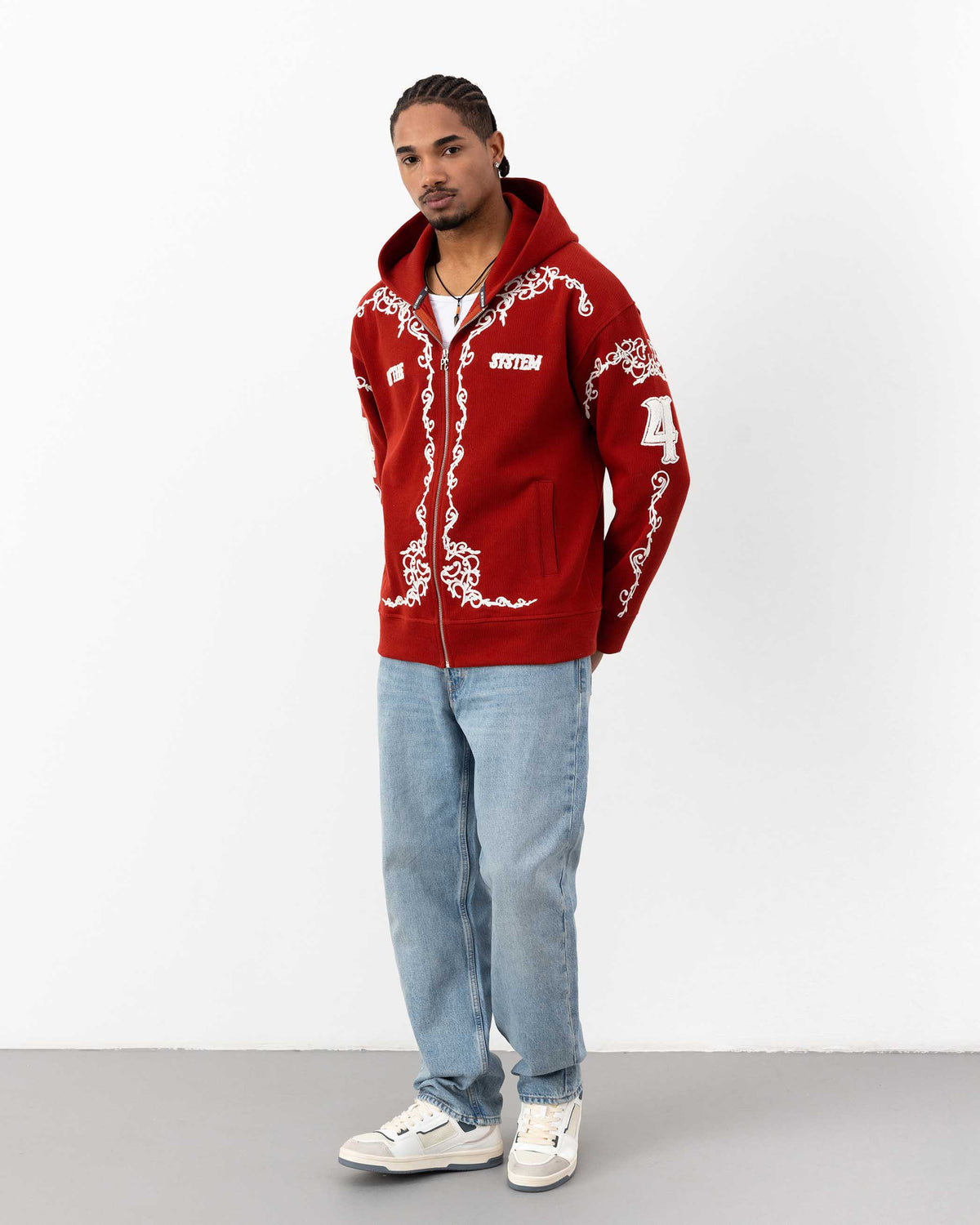 4 Süzeneli Fermuarlı Sweat Kırmızı - FR-7611