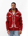 4-Eyelet Zippered Sweatshirt Red