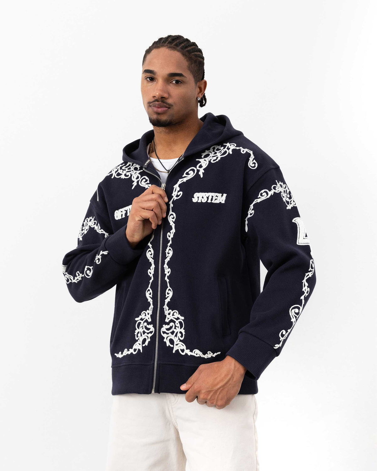 4 Süzeneli Fermuarlı Sweat Lacivert - FR-7611
