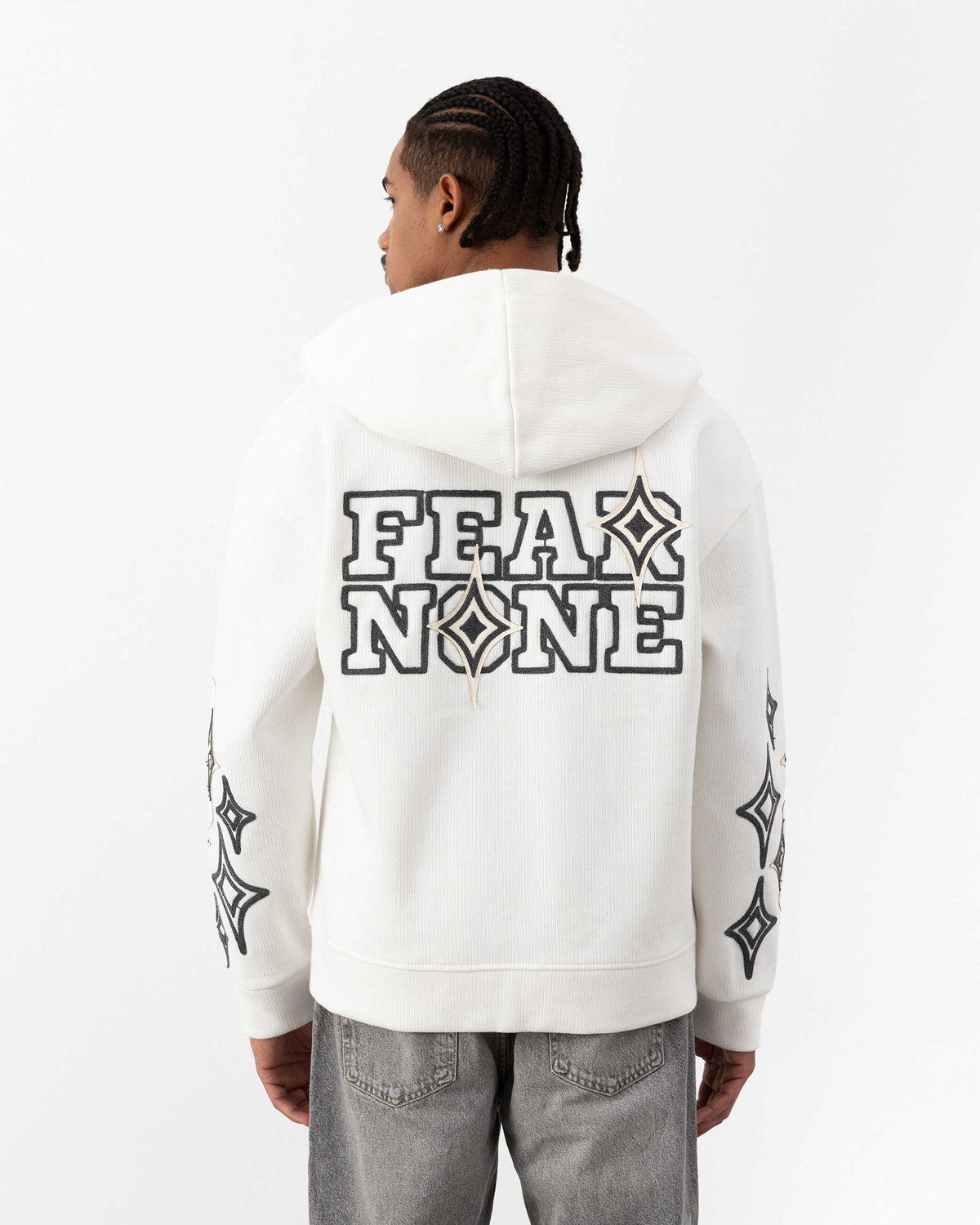FearNone Süzeneli Fermuarlı Sweat Ekru - FR-7612