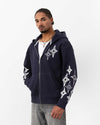 FearNone Zippered Hoodie with Scarf Detail Navy Blue