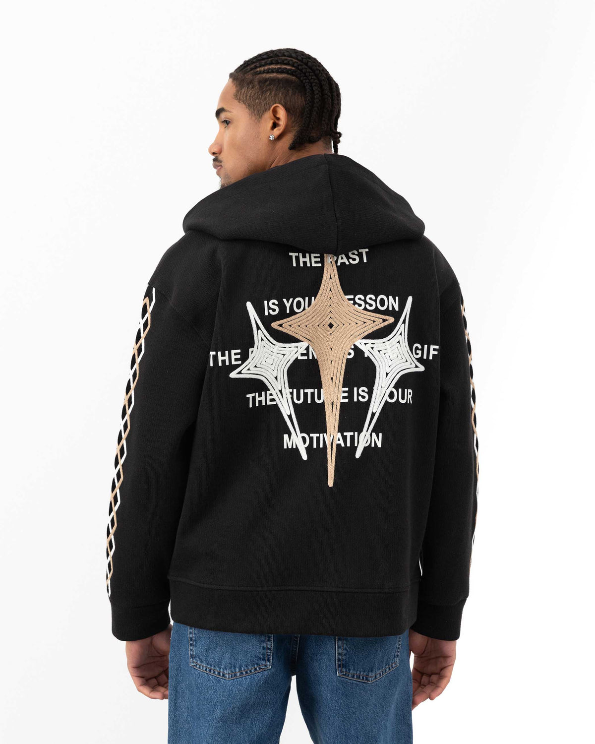 FearNone Süzeneli Fermuarlı Sweatshirt Siyah