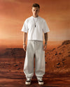 Wide Pleated Balloon Fit Trousers Grey