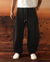 Wide Pleated Balloon Fit Trousers Black