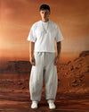 Grey Double-Pleated Balloon-Fit Trousers
