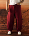 Double-Buttoned Balloon Fit Trousers Red