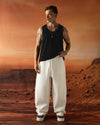 Ecru Paneled Balloon Fit Trousers