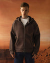 Brown Masked Double Pocket Scuba Hoodie