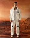 Star Embroidered Scuba Tracksuit Ecru