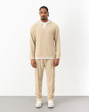 Collar Detail Knit Set Beige