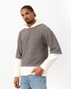 Double-Layer Hooded Knit Beige