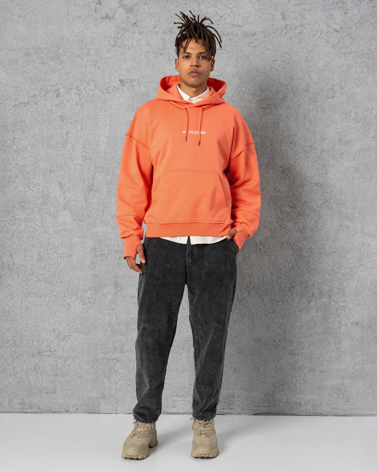 Parmak Geçirmeli Hoodie Turuncu - SS-5201
