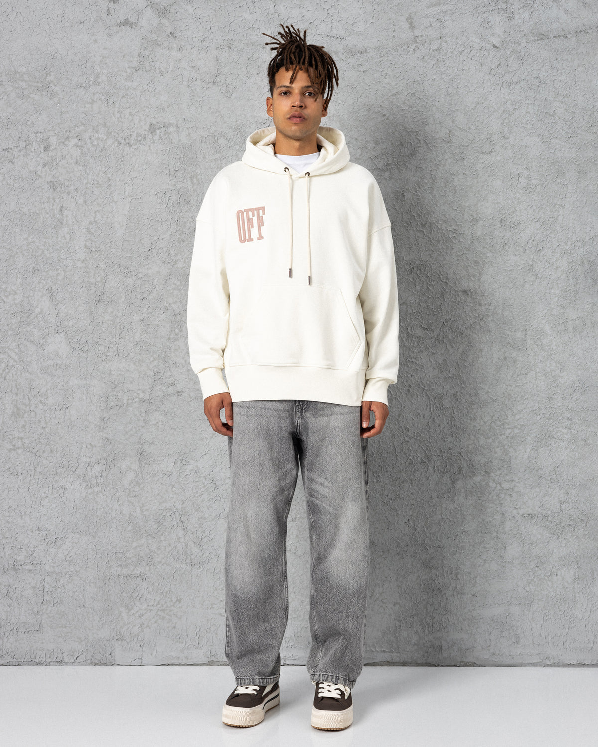 Off Embroidered Hoodie Ecru