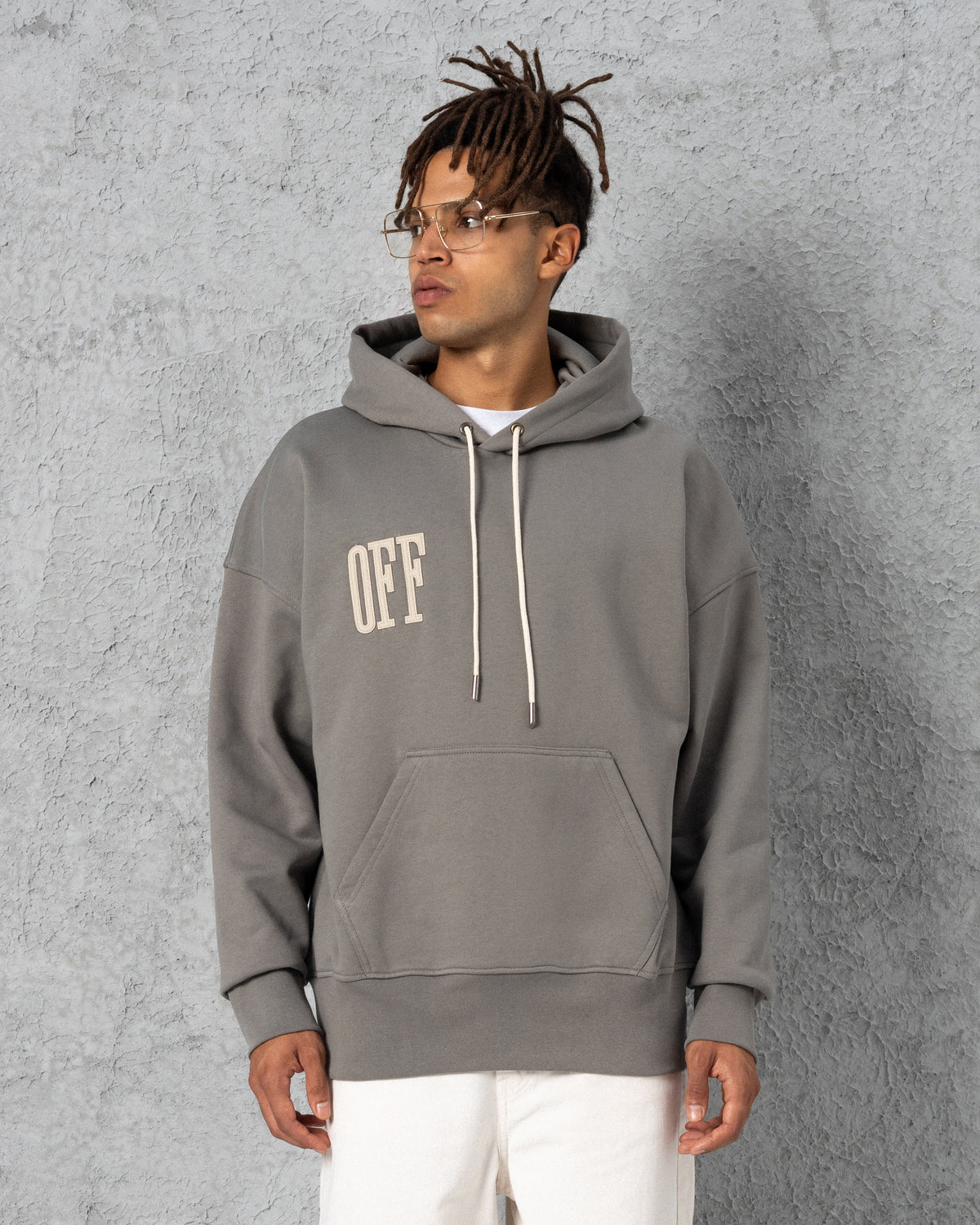 Off Embroidered Hoodie Anthracite