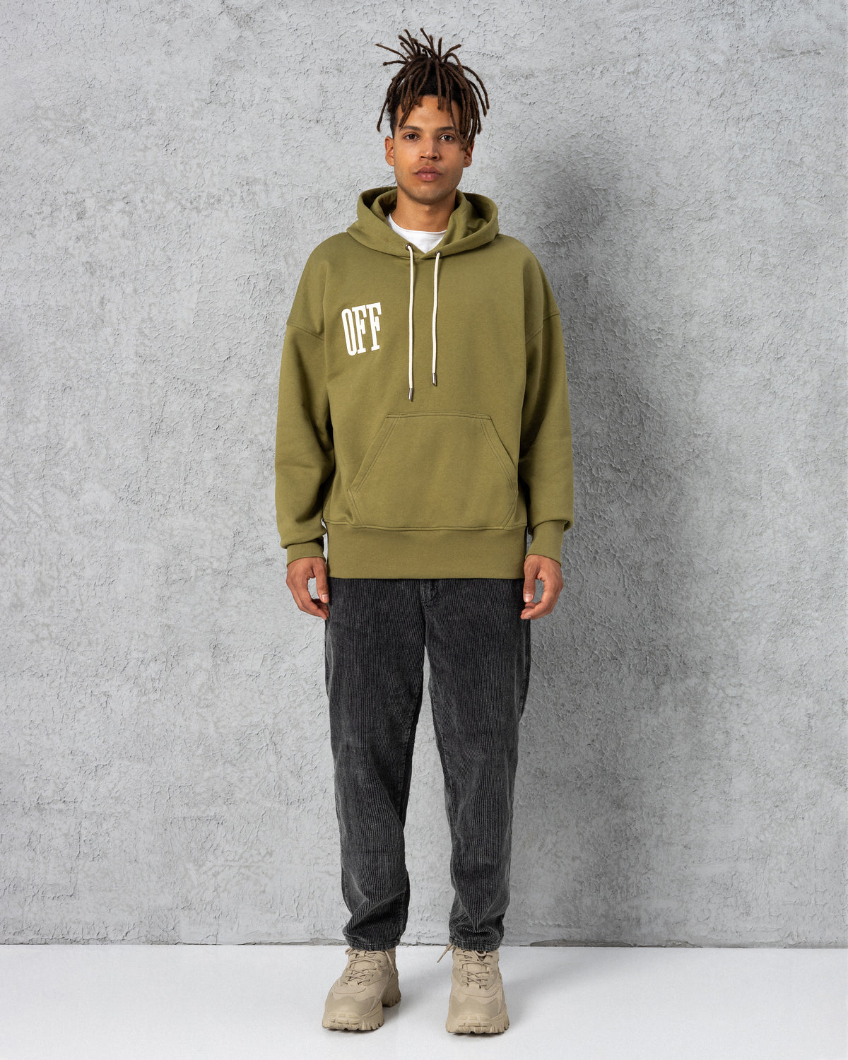 Off Embroidered Hoodie Khaki