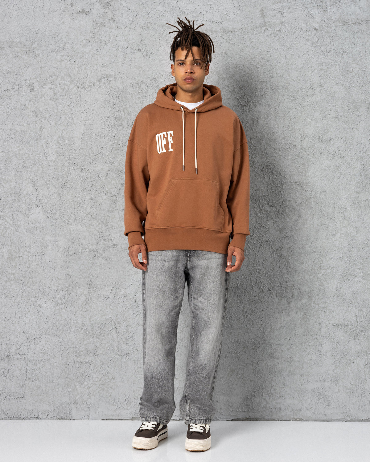 Off Embroidered Hoodie Brown