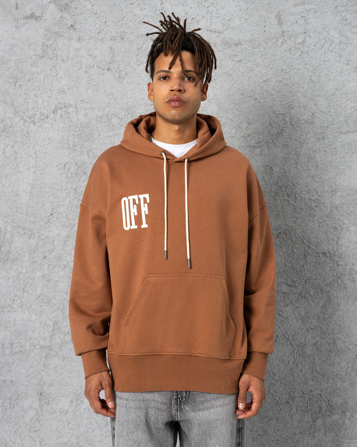 Off Embroidered Hoodie Brown