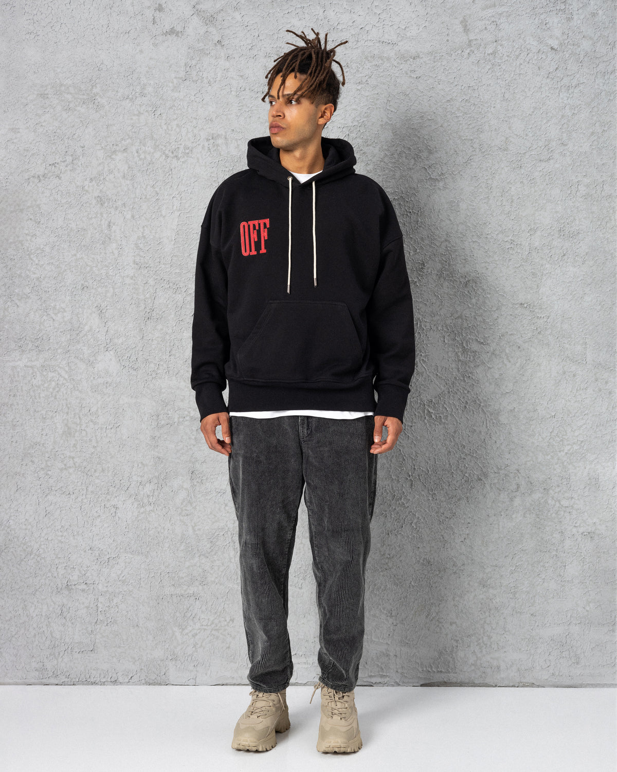 Off Embroidered Hoodie Black