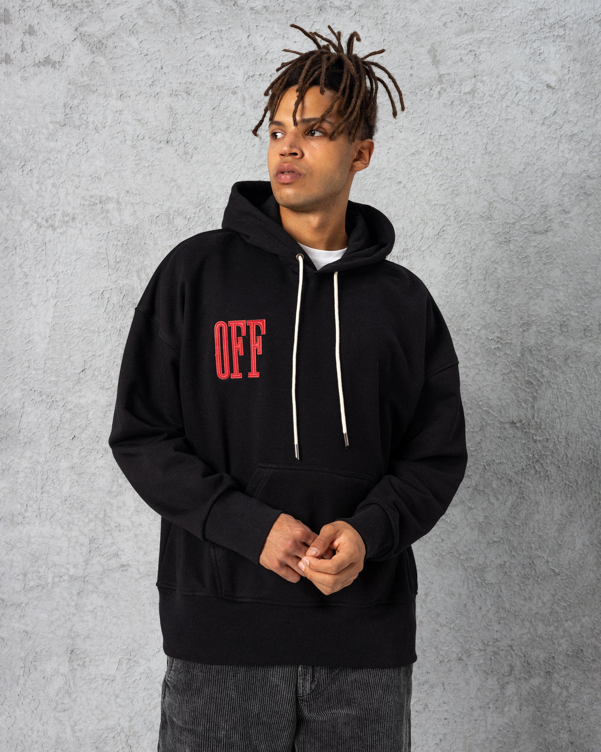 Off Embroidered Hoodie Black
