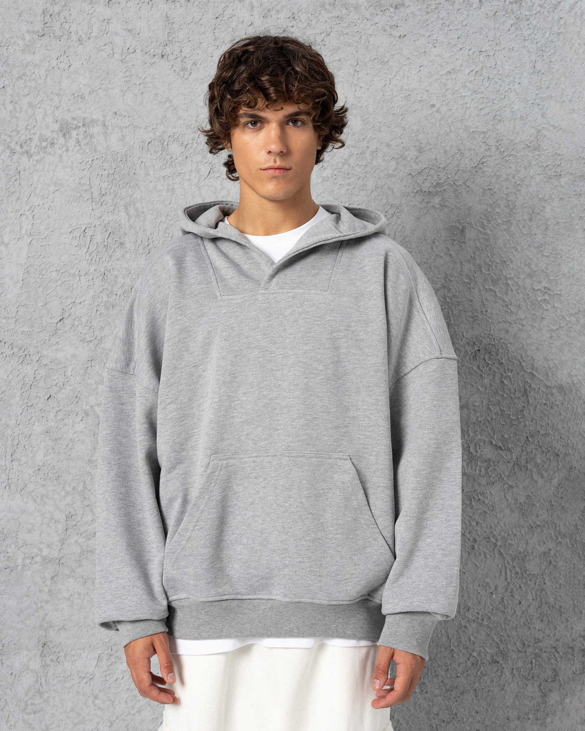 Geniş Yakalı Hoodie Gri - SS-5204