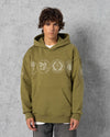 Kapuzenpullover mit Rundstickerei Khaki