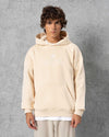 Snap-Button Trimmed Hoodie Beige