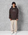 Snap-Button Trimmed Hoodie Brown