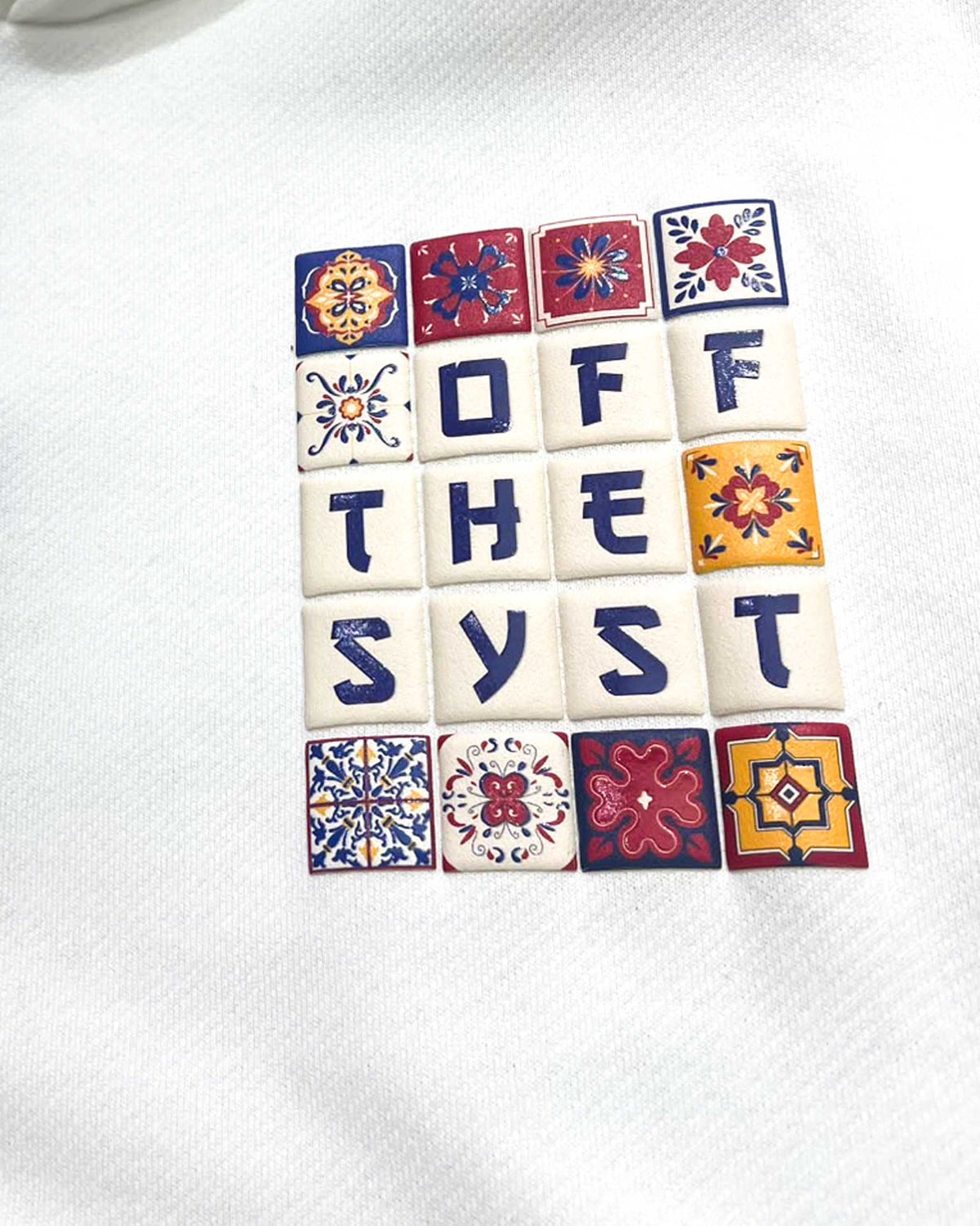Kutu Enjekson Baskılı Hoodie Ekru - ST-7519
