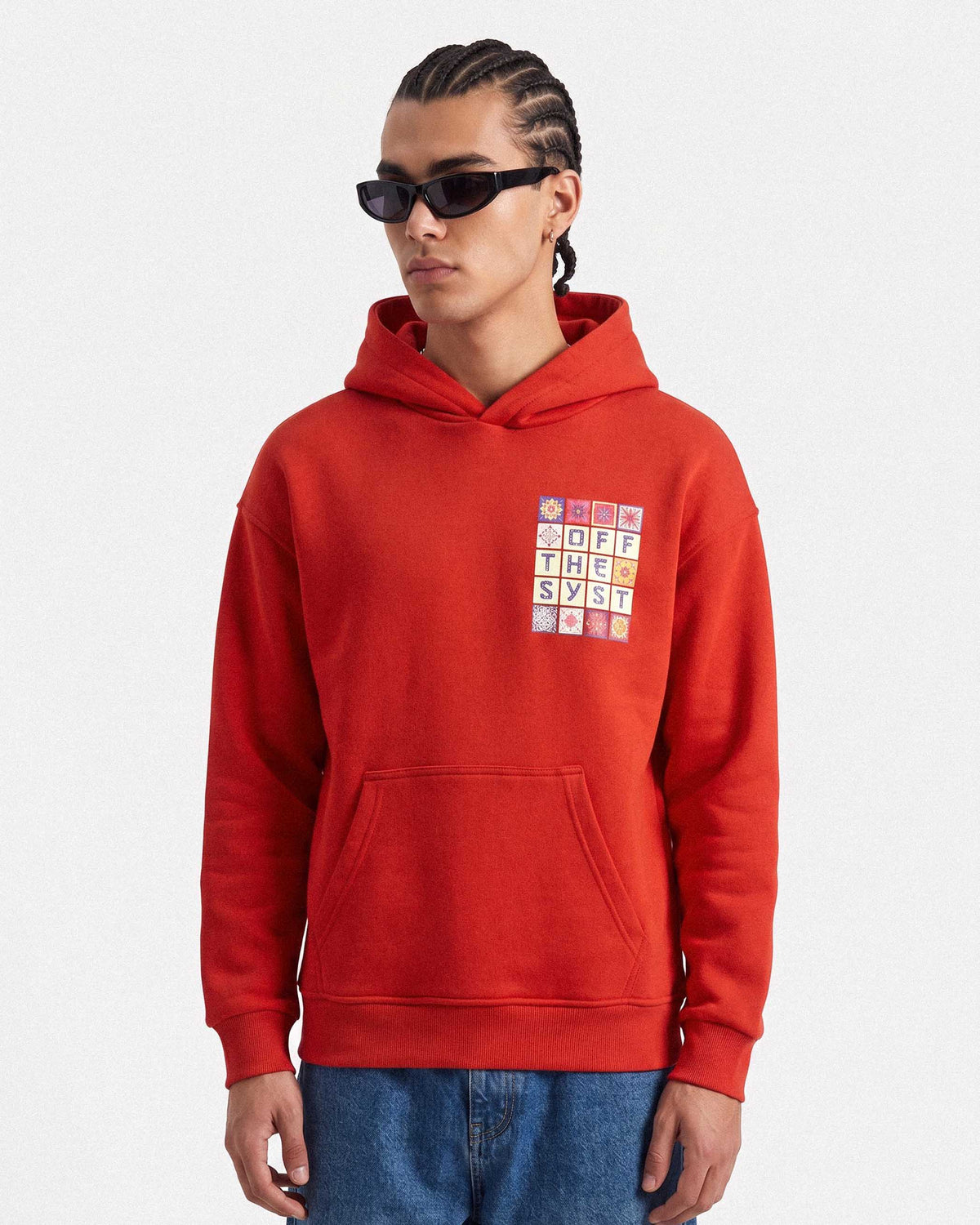 Kutu Enjekson Baskılı Hoodie Kırmızı - ST-7519