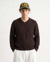 V-Neck Knitted Sweater Brown