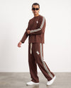 Striped Tracksuit Set Brown