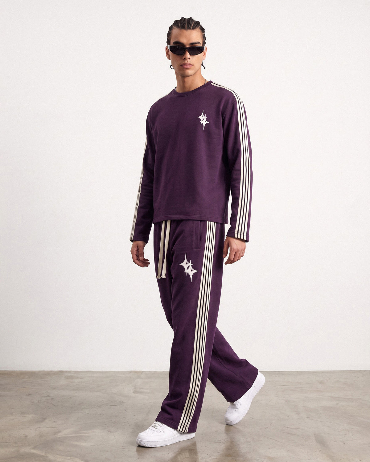 Striped Tracksuit Set Purple