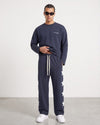 Trimmed Tracksuit Set Navy Blue