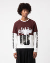 Double-Layer Print Long-Sleeve T-Shirt Brown