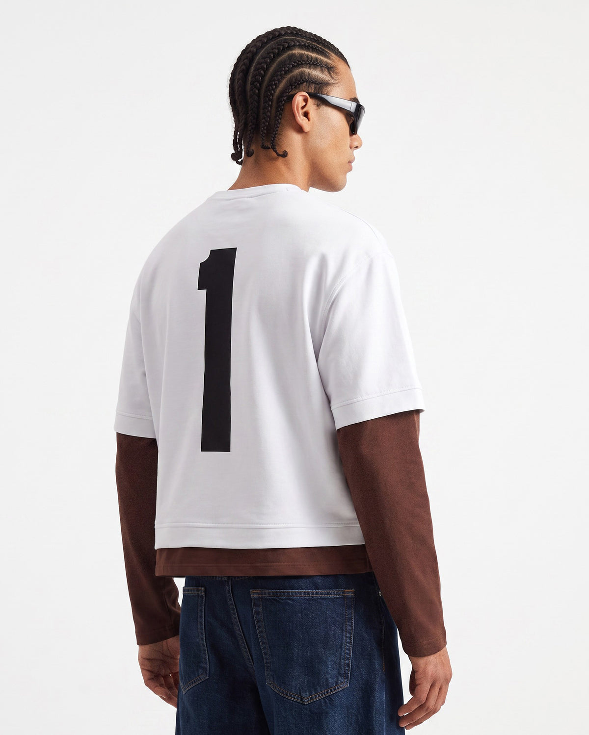 Double-Layer Printed Long Sleeve T-Shirt White