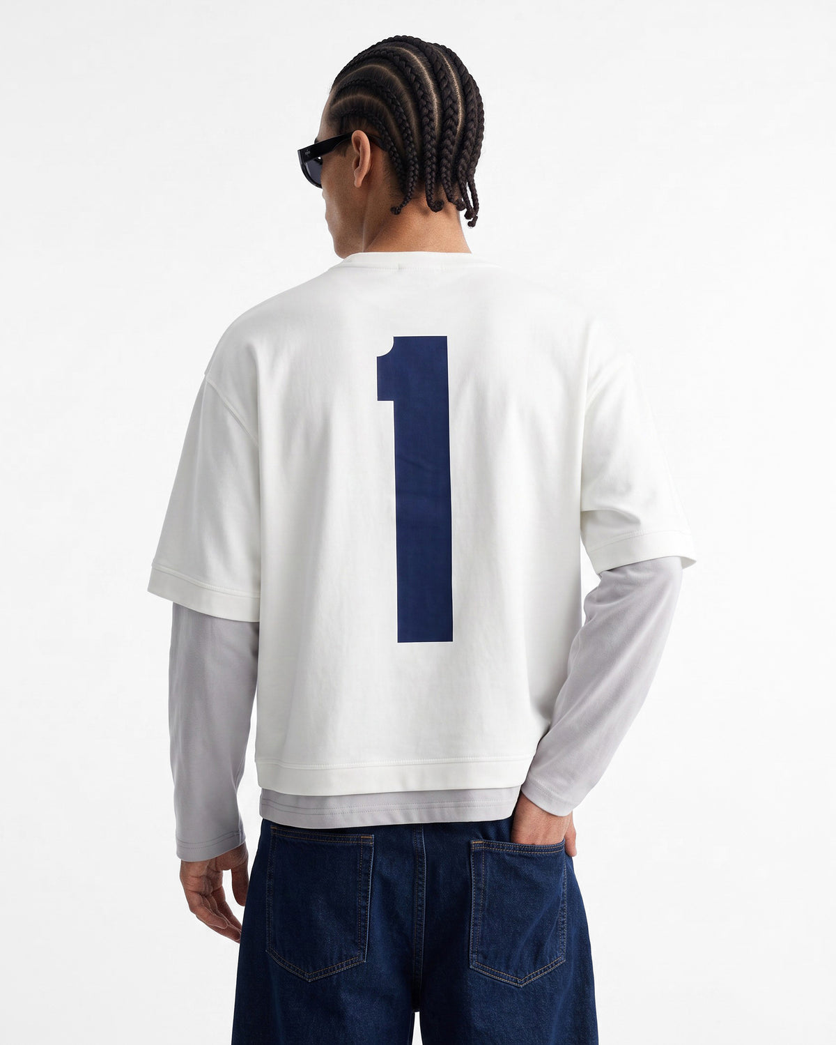 Double Layer Printed Long Sleeve T-Shirt Ecru