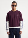 Double-Layer Printed Long-Sleeve T-Shirt Purple