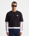 Double Layer Printed Long Sleeve T-Shirt Black