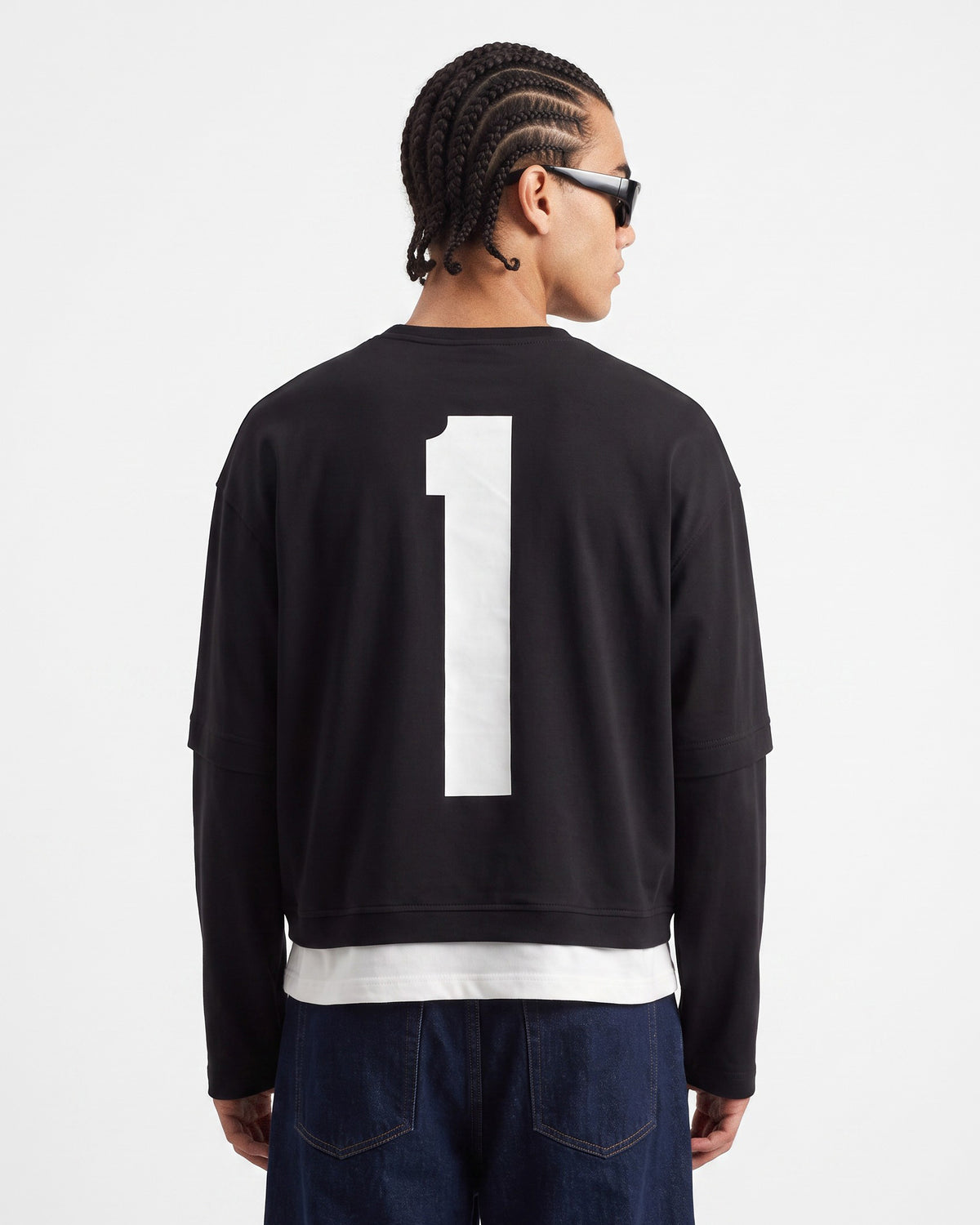 Double Layer Printed Long Sleeve T-Shirt Black
