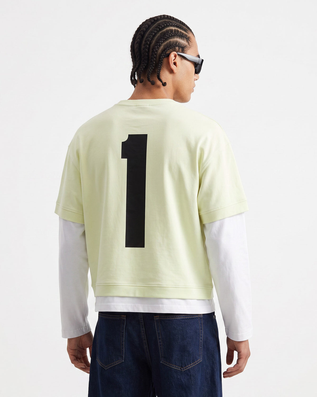 Double Layer Printed Long Sleeve T-Shirt Green